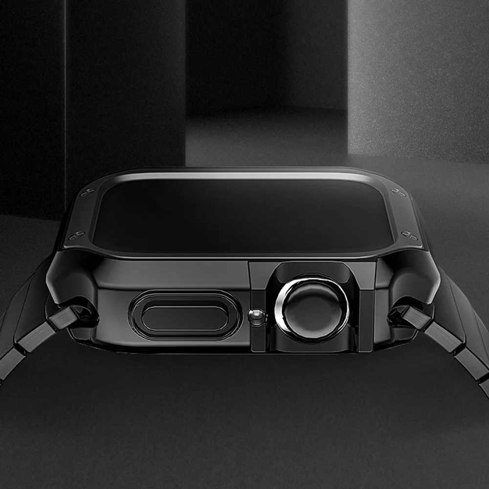 For Apple Watch Series 6 5 4 3 2 Band Strap 40mm 44mm 42mm Black Stainless Steel Bracelet Strap Adapter for iWatch Band 4 3 38mm