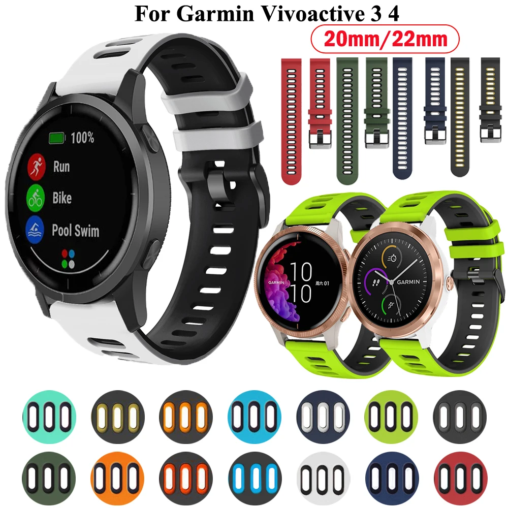 

Силиконовый ремешок для смарт-часов Garmin Vivoactive 3 4 CAME SQ Vivomove HR, браслет Forerunner 245 158, 20 22 мм