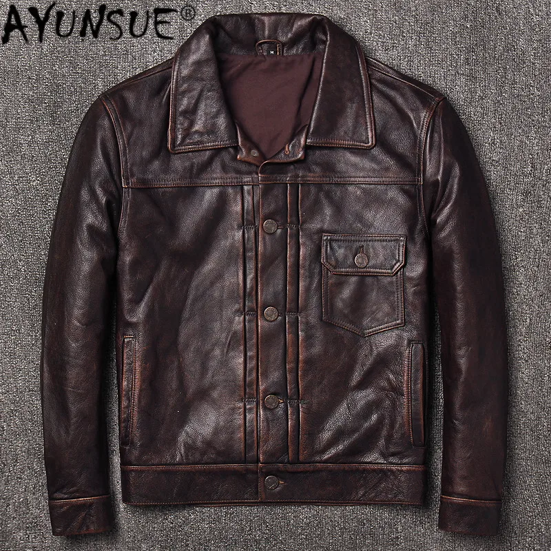 

Куртка мужская из натуральной коровьей кожи, весна 2020 г., в байкерском стиле, приталенная, 1723