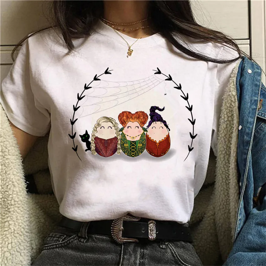 Hocus Pocus Shirt Halloween Day Tee shirt female Squad Design T women Short Sleeve Plus Size Women Clothes | Женская одежда
