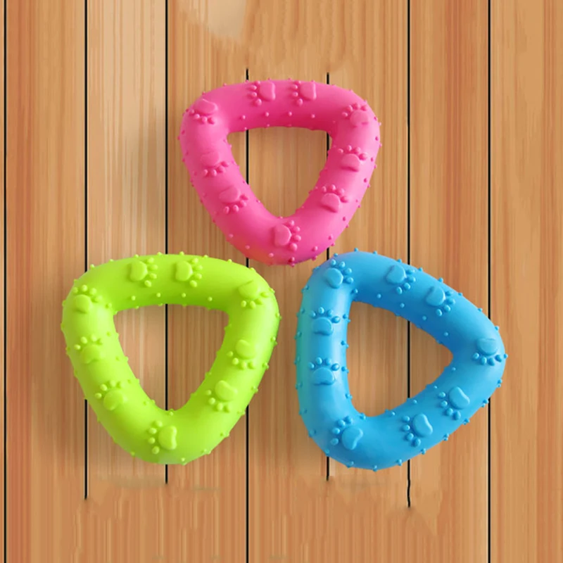 

Dog Triangle Rubber Chew Toys Bite Resistance Puppy Interactive Molar Tooth Clean Play Games