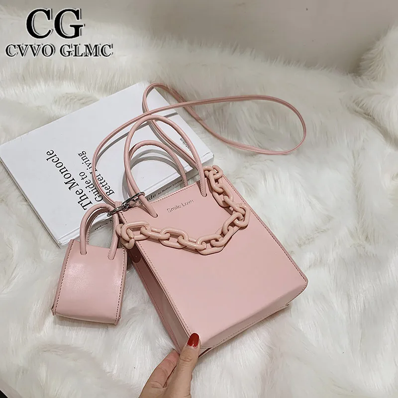 

Cvvo Glmc Candy Color Chain Designer Mini PU Leather Crossbody Bags for Women 2021 Branded Trendy Shoulder Handbag Totes