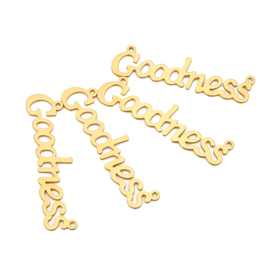

5pcs/lot 10.6X42.4mm Goodness Charms Pendant Stainless Steel Gold Double Hole Pendant Necklace for DIY Jewelry Making