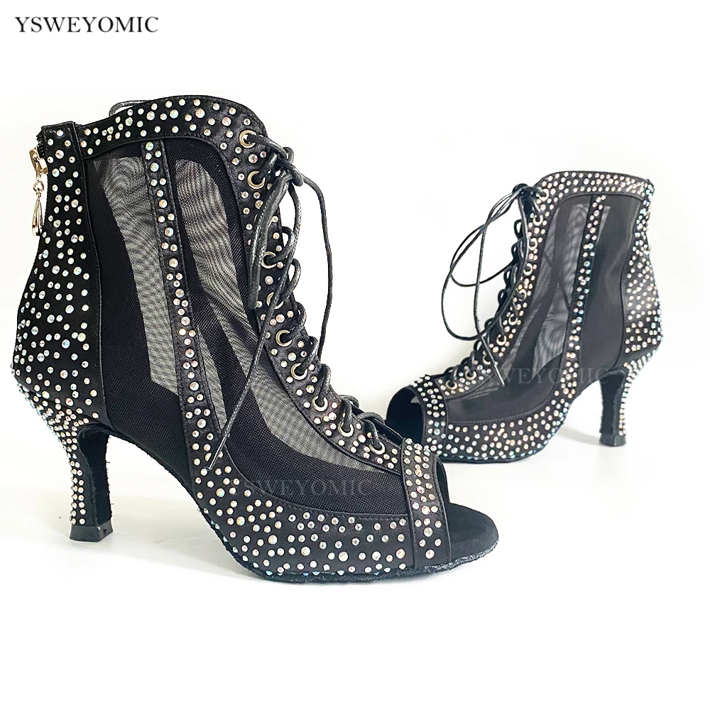 

Black Dance Booties 2021 Autumn New Style High Quality Dance Shoes Thicker Insole Customized Colors Women Latin Shoes