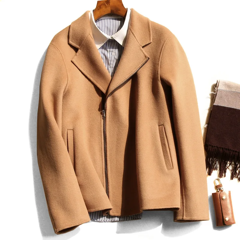 

Handmade Double-faced Wool Men's Motorcycle Jacket 2020 Autumn And Winter Trend Of Men's Clothing