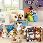 Набор с застежкой-крючком в виде животного, коврики, поделки сделай сам, чехол для подушки в виде собаки, объемная вышивка с кнопкой, вышивка, застежка-крючок, коврик