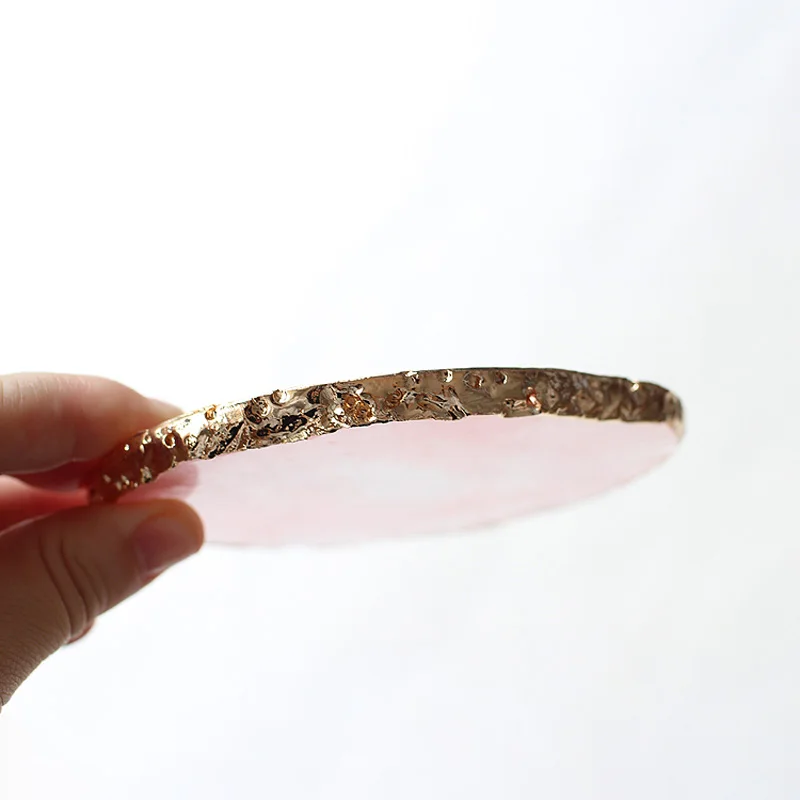 

Resin Painted Palette Storage Tray Agate Jewelry Display Plate Necklace Ring Earring Display Trays Golden Rim Dish Desktop Decor