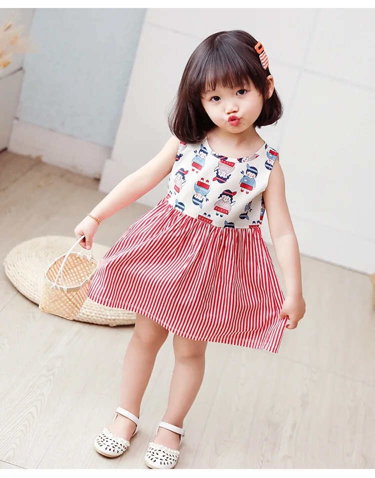 2020 1Y-4Y Cute Vest Cotton Infantile Baby Girl Dress Cotton Sleeveless A-Line Dresses Casual Clothing Mini Princess Clothes