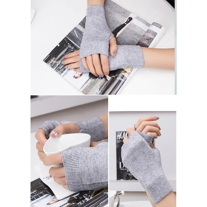 

1 Pair Winter Gloves Female Comfortable Without Fingers Women Cashmere Warm Winter Gloves Hand Wrist Warmer Mittens 2020 New