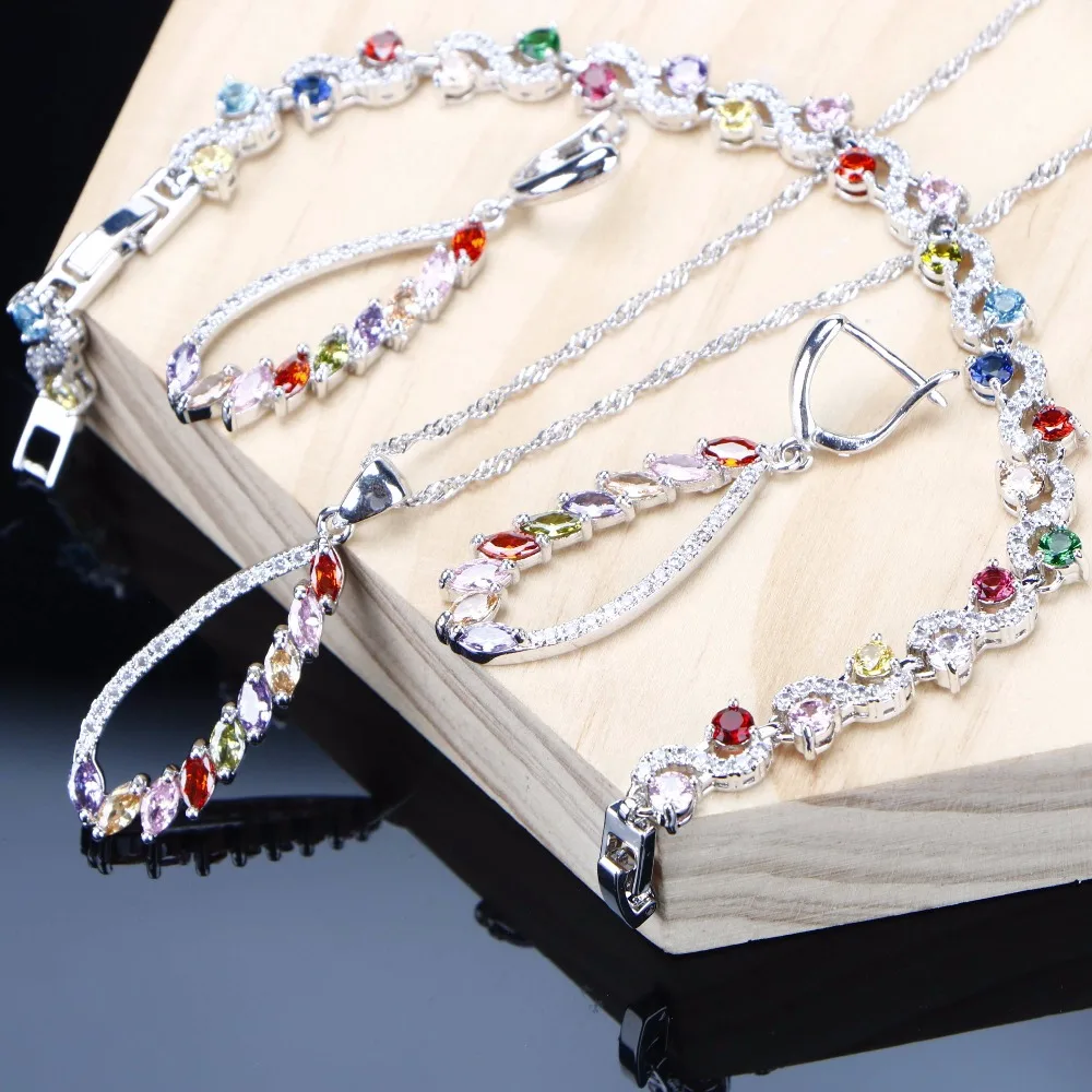 Наборы свадебных ювелирных изделий Серебро 925 ювелирные изделия красочные