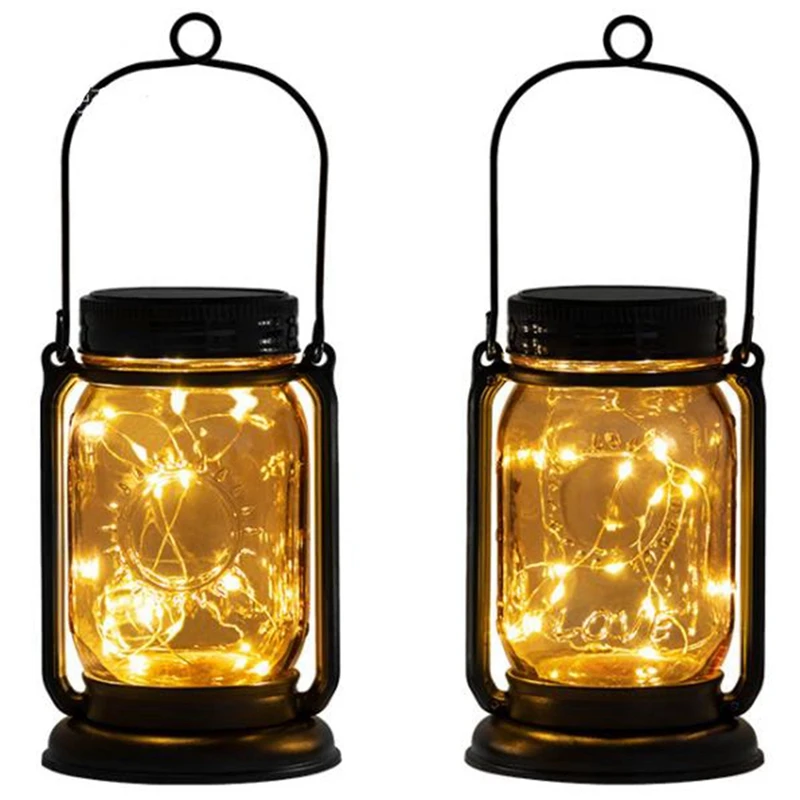 

Solar Hanging Lantern Outdoor,Mason Jar Solar Light Waterproof Garden Retro Solar Lanterns For Backyard Lawn And Pathway