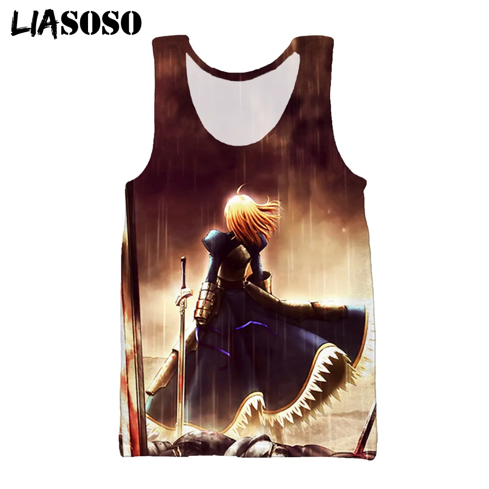 

LIASOSO 3D Print Tan Vest Fate Stay Night Anime Japanese Game Cartoon Nero Rin Tohsaka Men Hawaii Sport Harajuku Casual Tops Men