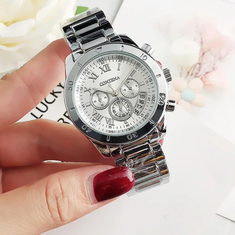 silver Новые женские часы знаменитые Роскошные брендовые Модные Кварцевые Золотые синие женские наручные часы Geneva дизайнерские Подарки для женщин - Цвет: silver