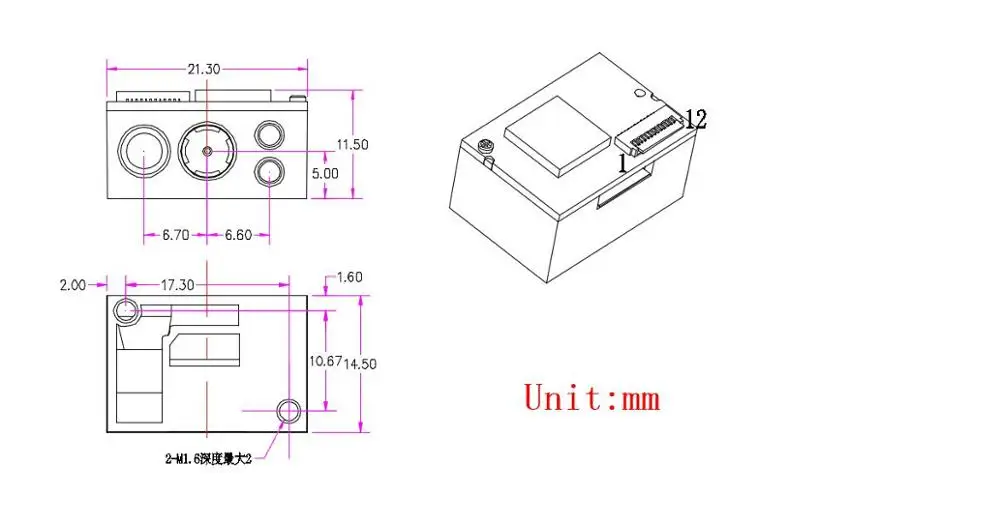 

2DCMOS PDF417 code customized mini-size long distance barcode scanner module auto-sensing embodied barcode module EVAWGIB TTL
