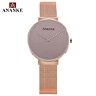 Женские часы Ananke с ультратонким простым циферблатом и сетчатым ремешком из нержавеющей стали, водонепроницаемые кварцевые часы с японским механизмом для пары, AN04