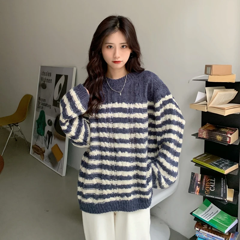 

sweater design sense of minority women autumn and winter 2021 New Retro Japanese lazy Style Long Sleeve Sweater Top