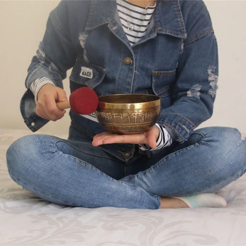13 см тибетская Гималайская ручная чакра медитация Буддизм Поющая чаша украшение