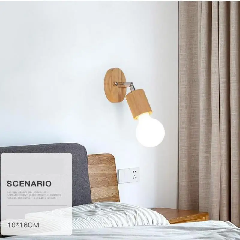 Современный настенный светильник для спальни гостиной деревянный светодиодный