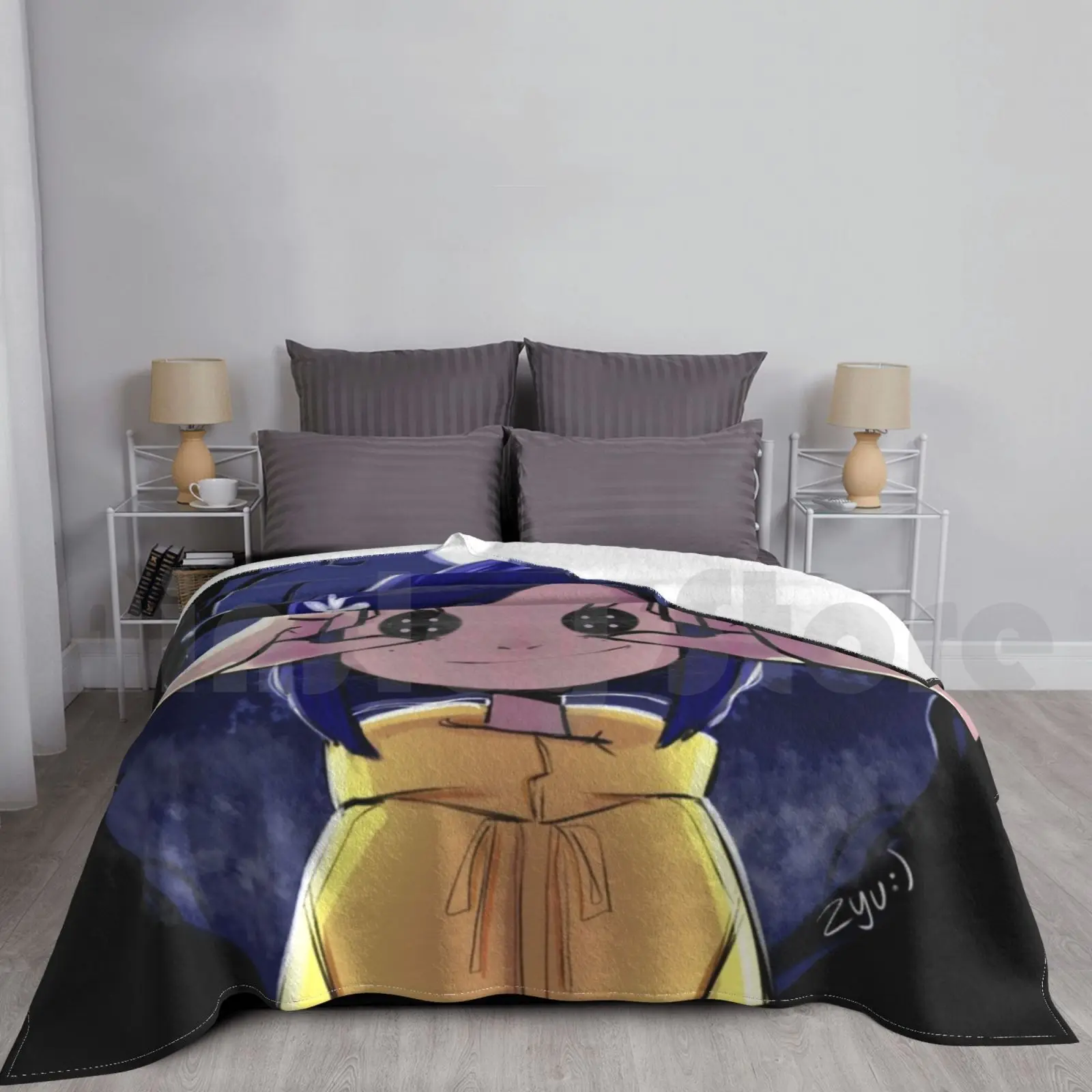 Одеяло из кораллена для дивана-кровати путешествий Coraline Neil Gaiman Book Stop Motion Movie Terror