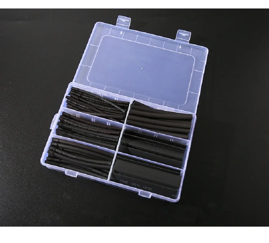 154 шт./лот черная Полиолефиновая термоусадочная трубка Корпус кабеля провод и