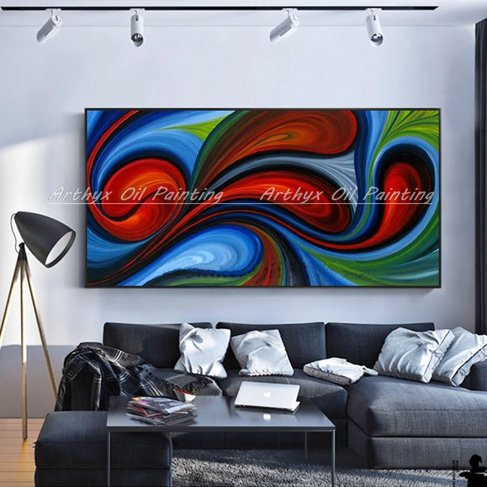 Arthyx ручная роспись Современное абстрактное красочное вращающееся