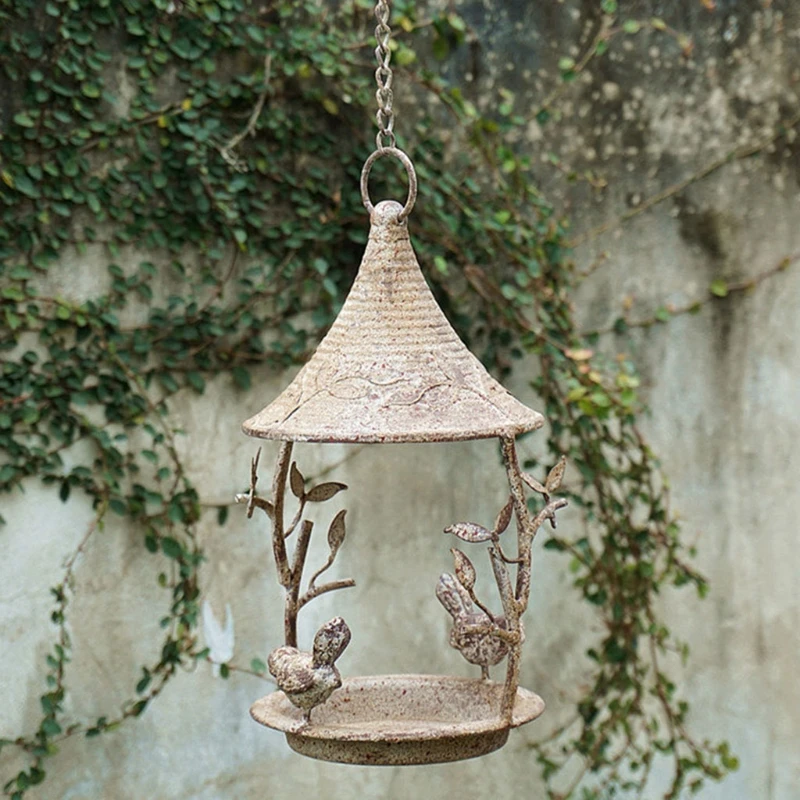 

Parrot Bird Feeder Metal Home Garden Decor Retro Rustic Vintage Weathered Feeder P9YB