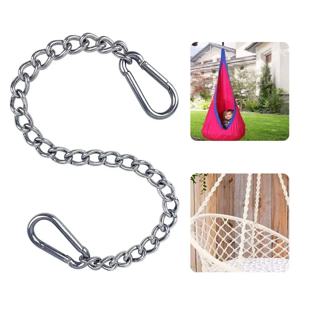 

Stainless Steel Hanging Connecting Chair Chain Kit Hammock Swing Extension Chain Rope with 2 Carabiners Straps with Hook 66/99cm