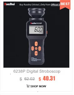 RuoShui VC6238P Цифровой Стробоскоп бесконтактный RPM фотоэлектрический измеритель скорости вращения Спидометр tacometro teser
