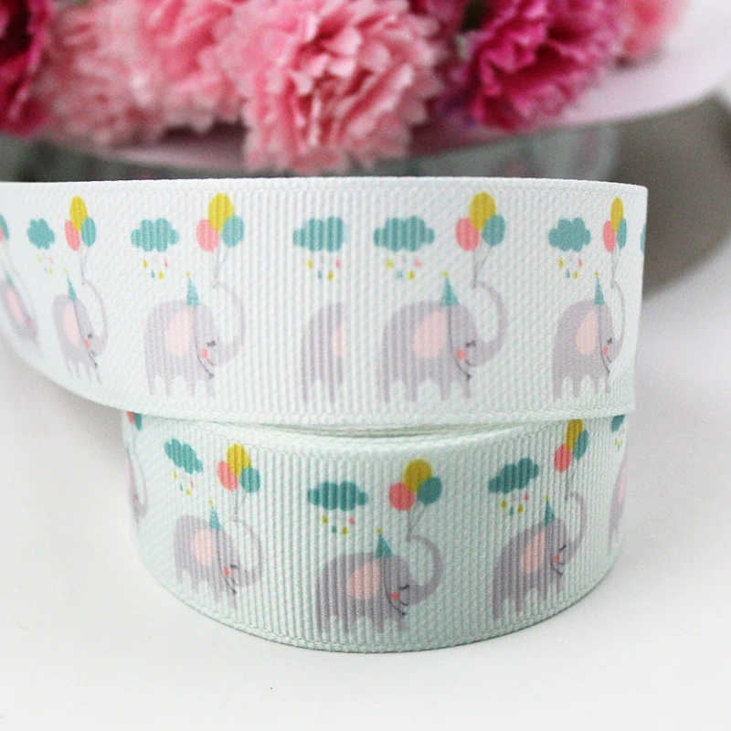 

Cartoon elephant printed grosgrain ribbon 9-75mm DIY handmade materials christmas wedding gift wrap tape ribbons