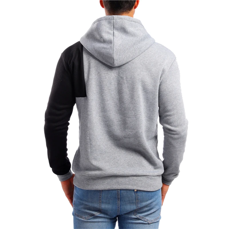 

Men's Cotton Hoodies Long Sleeve Color Matching Pocket Large Size Casual Fashion Male Elasticity Breathable Coat
