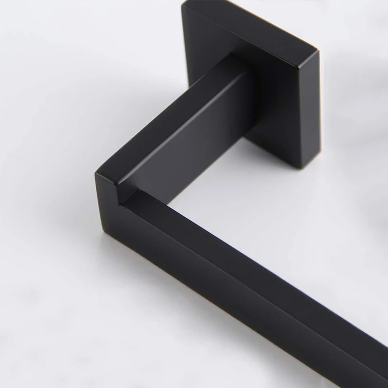 

Stainless Steel Toilet Paper Holder Black Wall Mounted Bathroom Tissue Roll Paper Hanger Towel Rack Square Bathroom Accessories