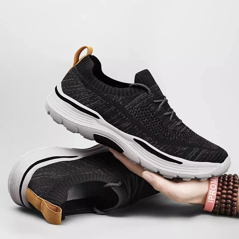 

Super Light Men's Casual Shoes Thick-soled Flying Woven Sports Shoes Outdoor Anti-Slippery Running Shoes Large Size 47 48