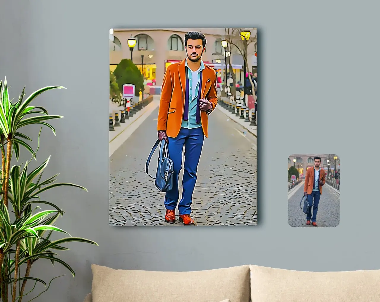 

Персонализированный полноразмерный парусиновый стол с карикатурой 50x70 см-1