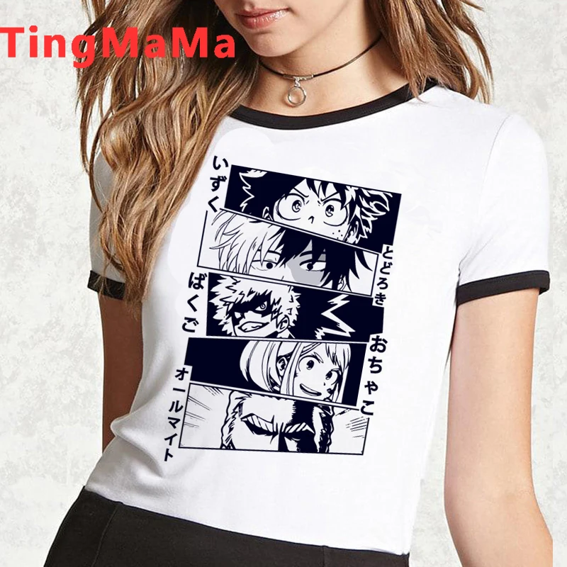 Хит японского аниме My Hero academic Футболка женская Kawaii Boku No Graphic Tees забавная футболка