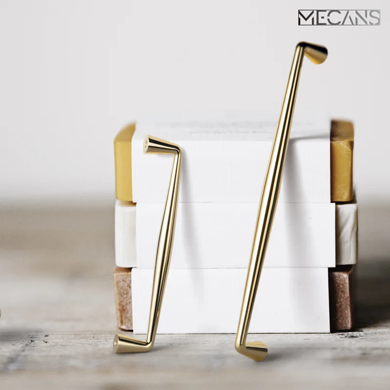 Фото MECANS Современный полированный Золотой прибор вытяжные ручки для шкафа кухонные