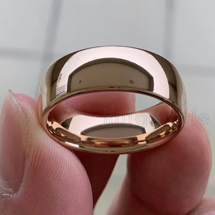 8mm Rose Gold Классическое Обручальное кольцо из розового золота и вольфрама для женщин и мужчин, обручальное кольцо из карбида вольфрама, полированное купольное кольцо 8 мм, 6 мм - Цвет основного камня: 8mm Rose Gold
