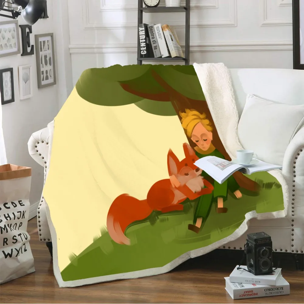 Мультяшное одеяло шерпа Маленький принц Спящая лиса дерево колено мягкий диван