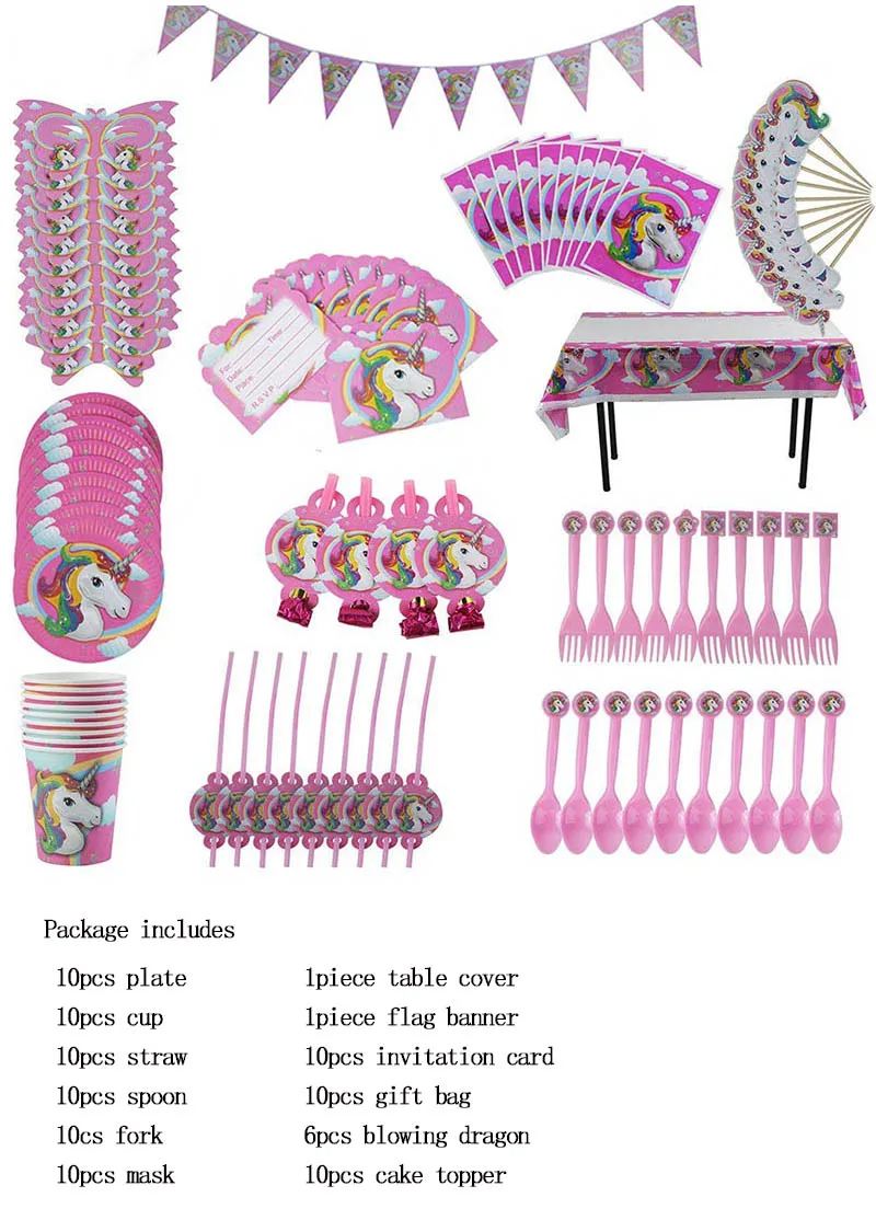 98pcs Unicorn set Вечерние украшения в виде единорога 3D большие воздушные шары из фольги в виде животного для девочек на день рождения вечерние украшения - Цвет: 98pcs Unicorn set