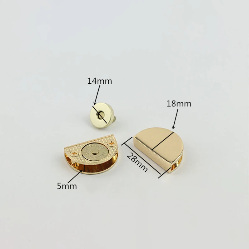 

10 Pcs Semi-circular Magnetic Button Lock Light Gold Black Metal Lock Switch Buckle Luggage Handbag Hardware Accessories