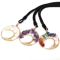 natural stone crystal agate gravel tree of life necklace pure copper primary color winding reiki diy simple ladies jewelry gifts