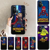 marvels cartoon version of the avengers clear phone case for huawei honor 20 10 9 8a 7 5t x pro lite 5g black etui coque hoes