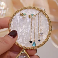 new starfish pearl shell asymmetry dangle earrings for women designer luxury jewelry s925 needle micro inlaid aaa zircon gift