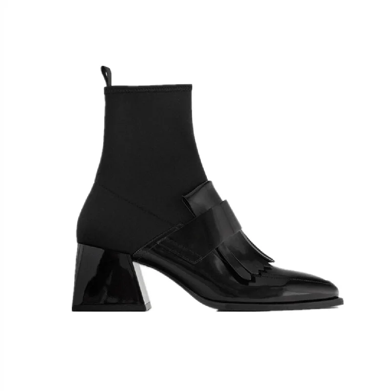 

KATELVADI Genuine Leather Women Ankle Boots Fashion Slip On Thick Heel Women Shoes Casual Female Boots Size 35-40 JY-002