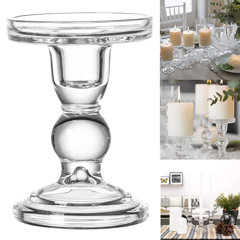 Newly High Candlestick Transparent Glass Candle Holders Perfect Decoration Candlesticks MK |