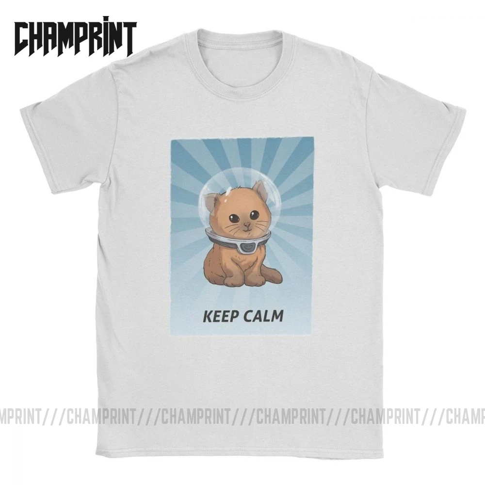 Мужские Винтажные майки Subnautica Keep Calm котенок из чистого хлопка с коротким рукавом
