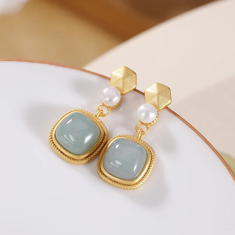 Длинные Винтажные серьги из стерлингового серебра 925 пробы с квадратным