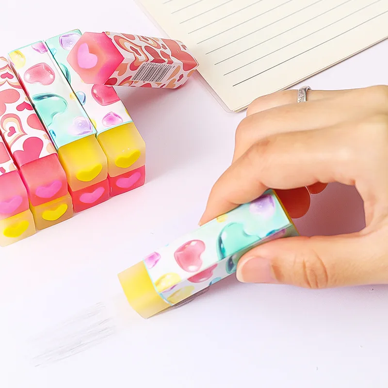 

2 Pcs 2B Cute Candy Soft Erasers Children Art Stationery Drawing Exam Eraser for Kid Student Gift Stationery Random Color