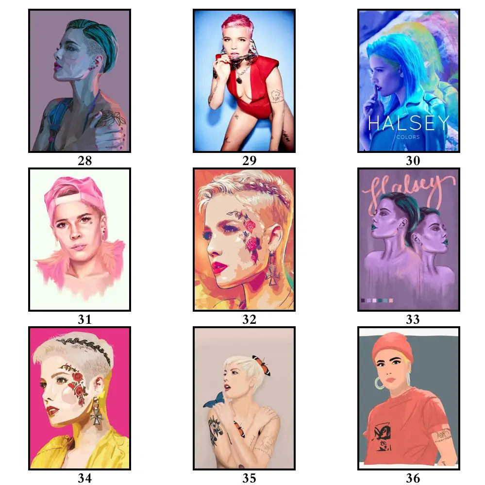 43 дизайна Halsey плакат из белой бумаги альтернативная абстрактная живопись