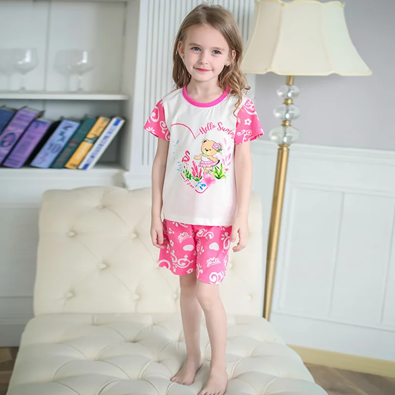 short sleeve bear SAILEROAD/детский пижамный комплект с единорогом, пижамы для девочек, хлопковые детские пижамы, одежда для сна для мальчиков, Детская Пижама, ночная одежда, костюмы - Цвет: short sleeve bear