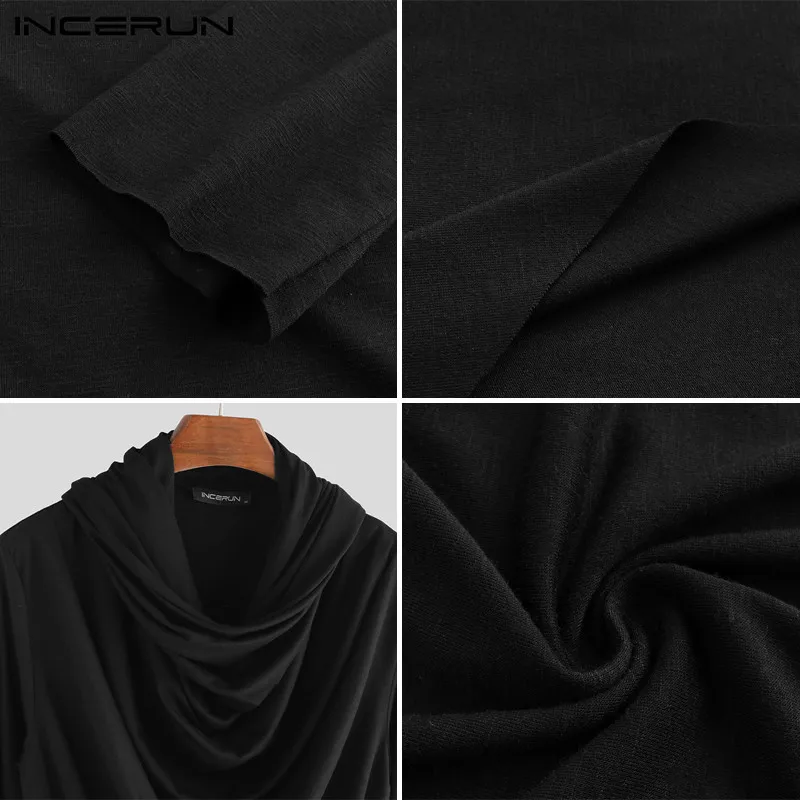 Модная мужская рубашка в стиле панк однотонная уличная одежда с капюшоном и